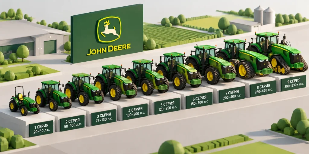 Тракторы John Deere — модельный ряд сельскохозяйственных тракторов Джон Дир разных серий и классов мощности