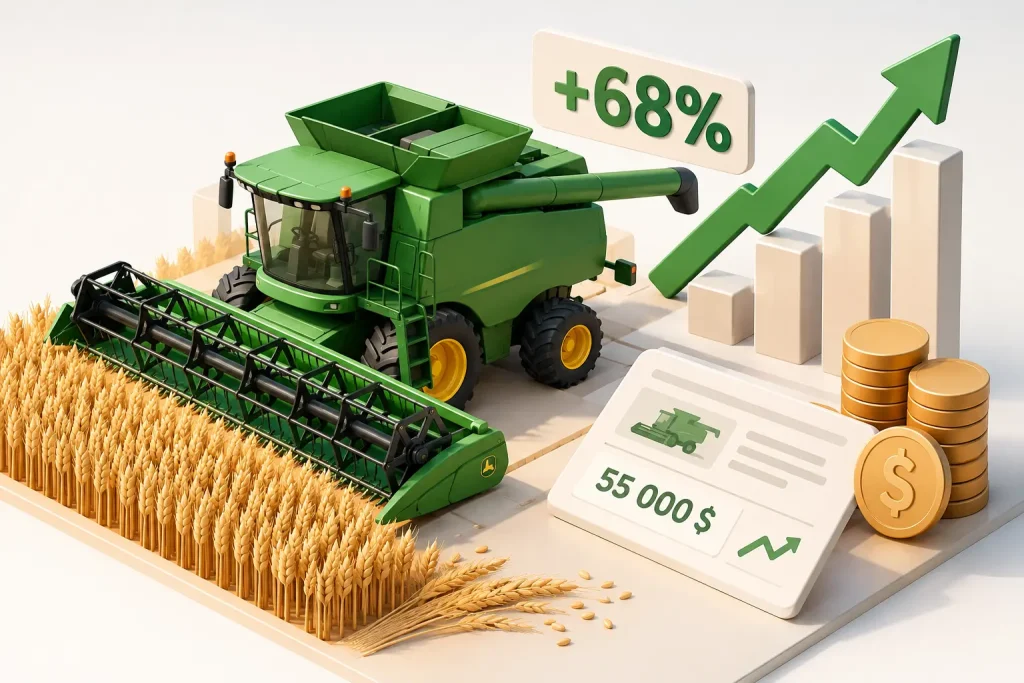 Зростання цін на зернозбиральні комбайни в Україні на 68% у 2026 році